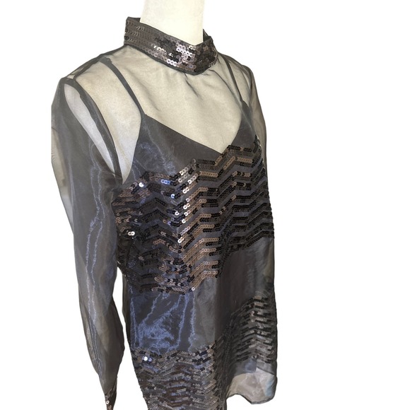 ModCloth Dress Women’s Small Sequin Sheer Black‎ - Picture 7 of 15